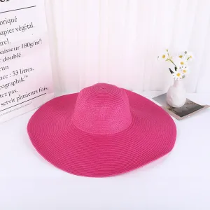 15CM Wide Brim Oversized Beach Hats UV Protection Straw Hat