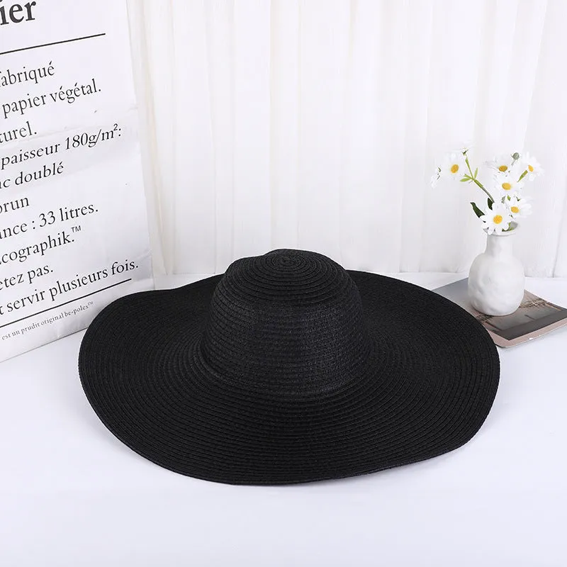 15CM Wide Brim Oversized Beach Hats UV Protection Straw Hat