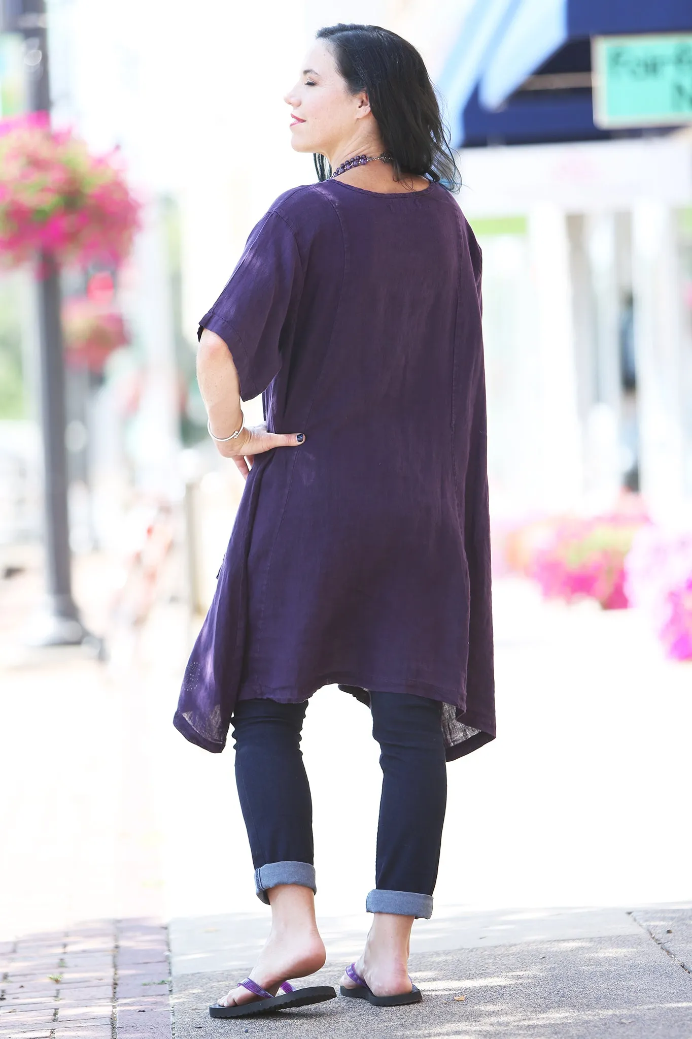 2261-Sea Clouds Linen Dress Royal Purple