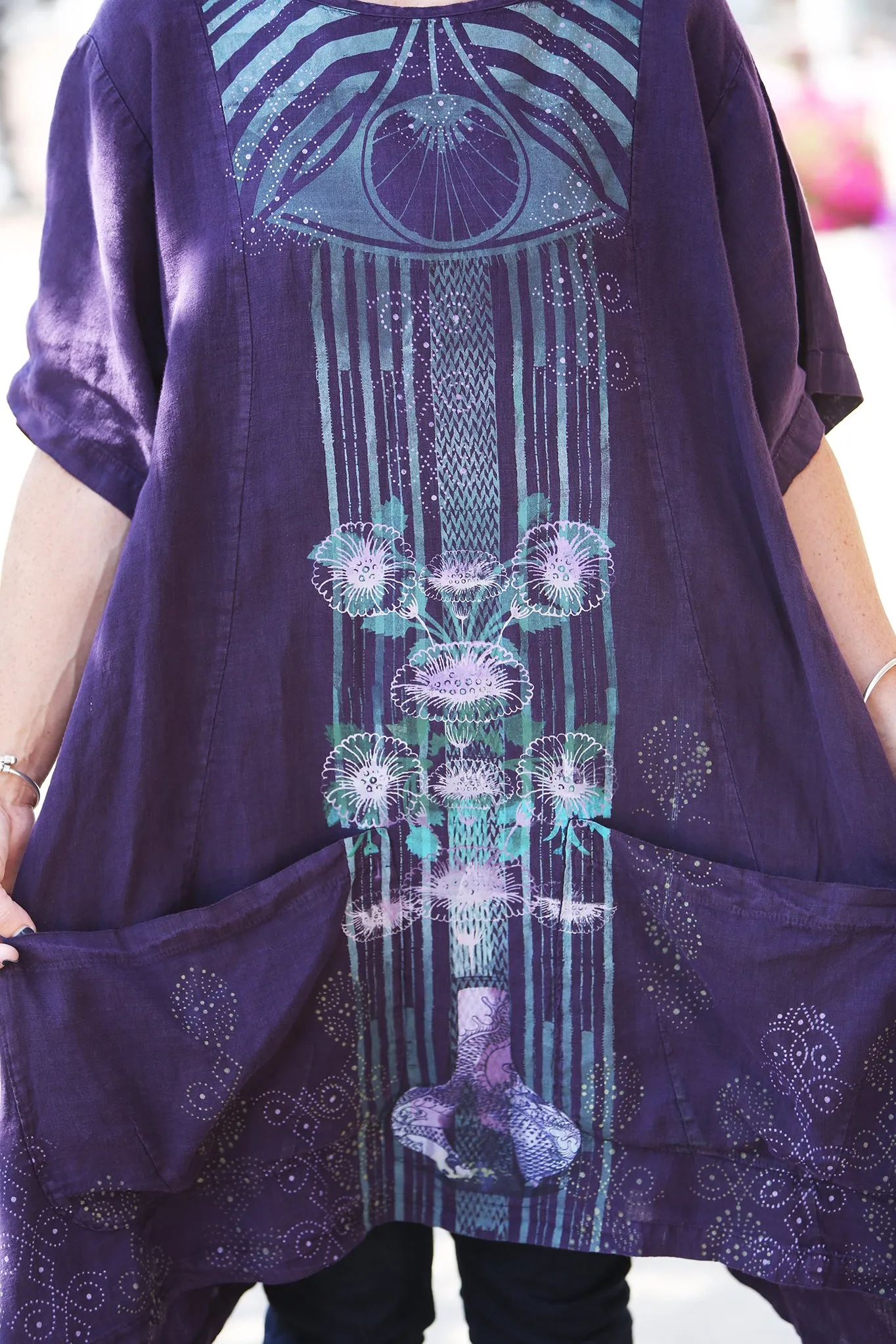 2261-Sea Clouds Linen Dress Royal Purple