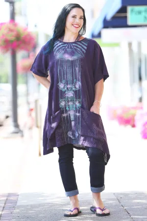 2261-Sea Clouds Linen Dress Royal Purple