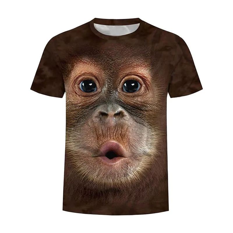 3D Graphic Printed Short Sleeve Shirts Baby Orangutan