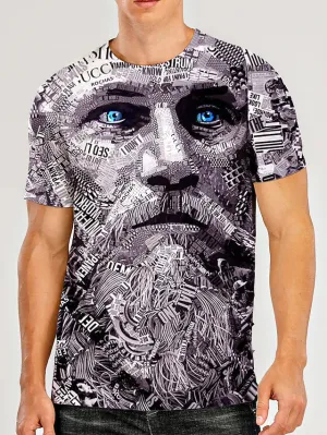 3D Graphic Printed Short Sleeve Shirts Human face