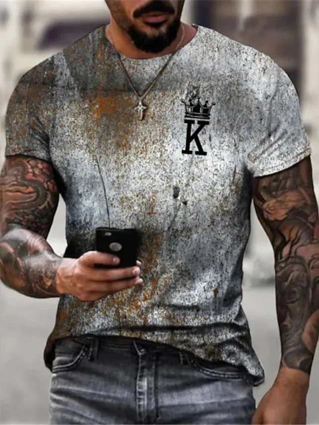 3D Graphic Printed Short Sleeve Shirts Letter Printed