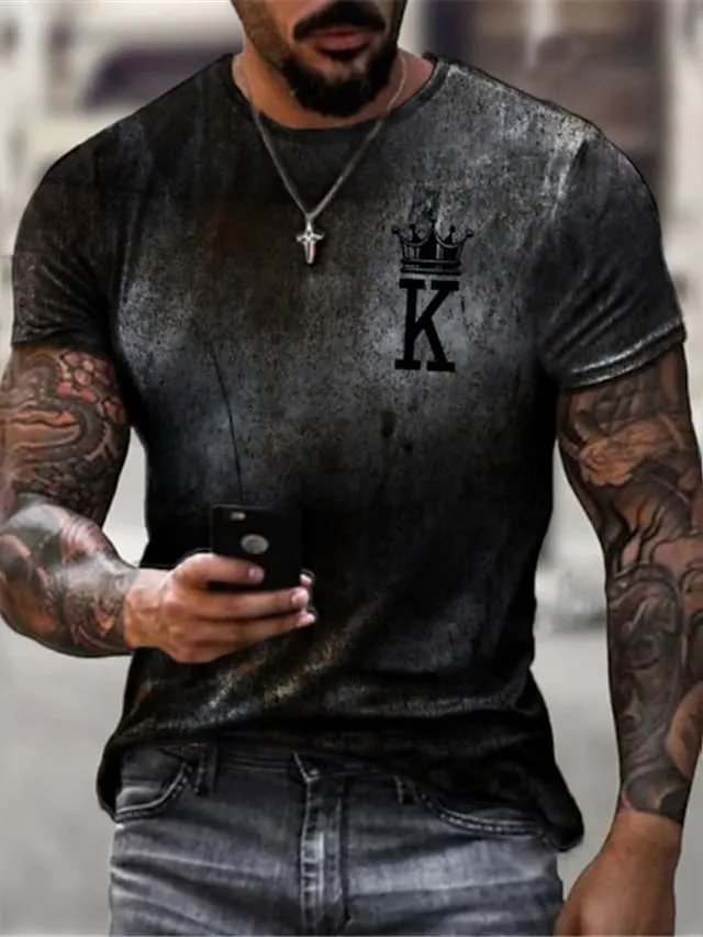 3D Graphic Printed Short Sleeve Shirts Letter Printed
