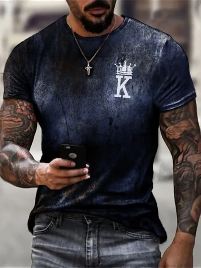 3D Graphic Printed Short Sleeve Shirts Letter Printed