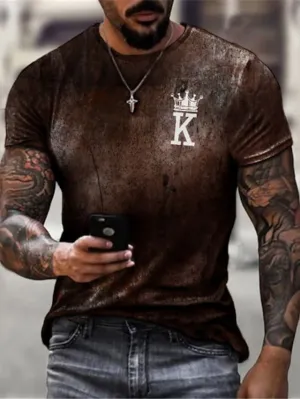 3D Graphic Printed Short Sleeve Shirts Letter Printed