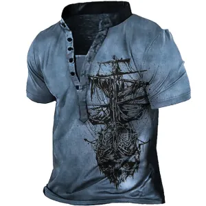 3D Graphic Printed Short Sleeve Shirts Rudder