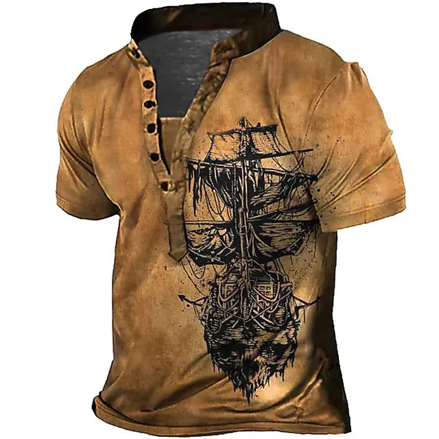 3D Graphic Printed Short Sleeve Shirts Rudder