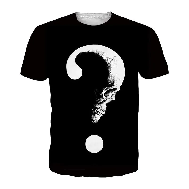 3D Graphic Printed Short Sleeve Shirts White and Black