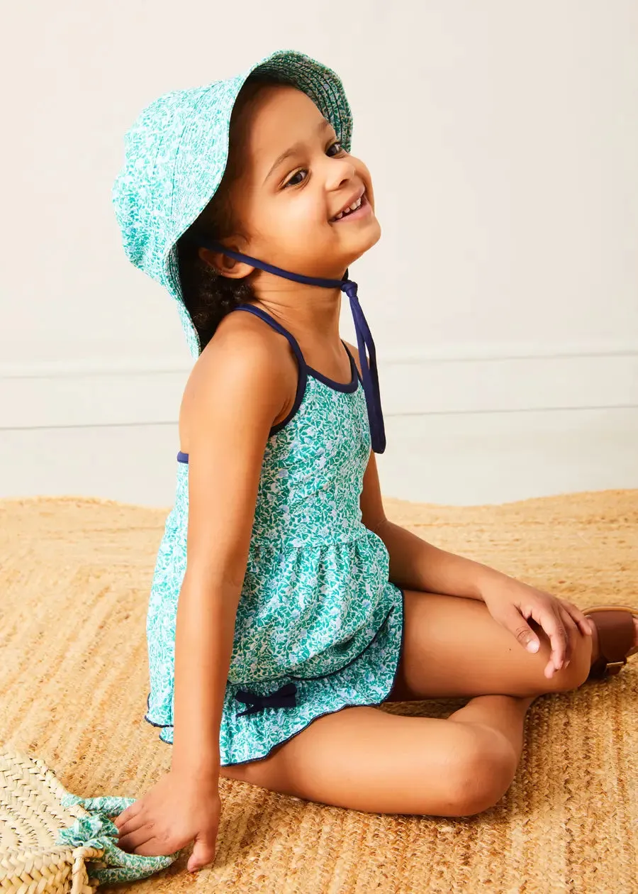 Adelaide Floral Bow Detail Two Piece Swimsuit in Green (2-10yrs)