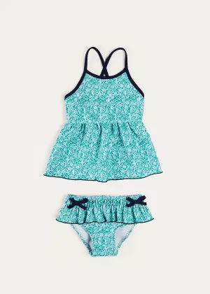 Adelaide Floral Bow Detail Two Piece Swimsuit in Green (2-10yrs)