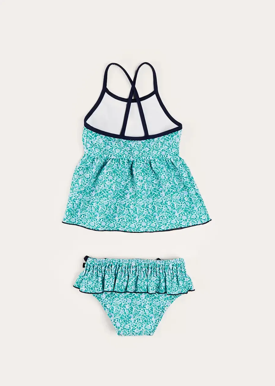 Adelaide Floral Bow Detail Two Piece Swimsuit in Green (2-10yrs)