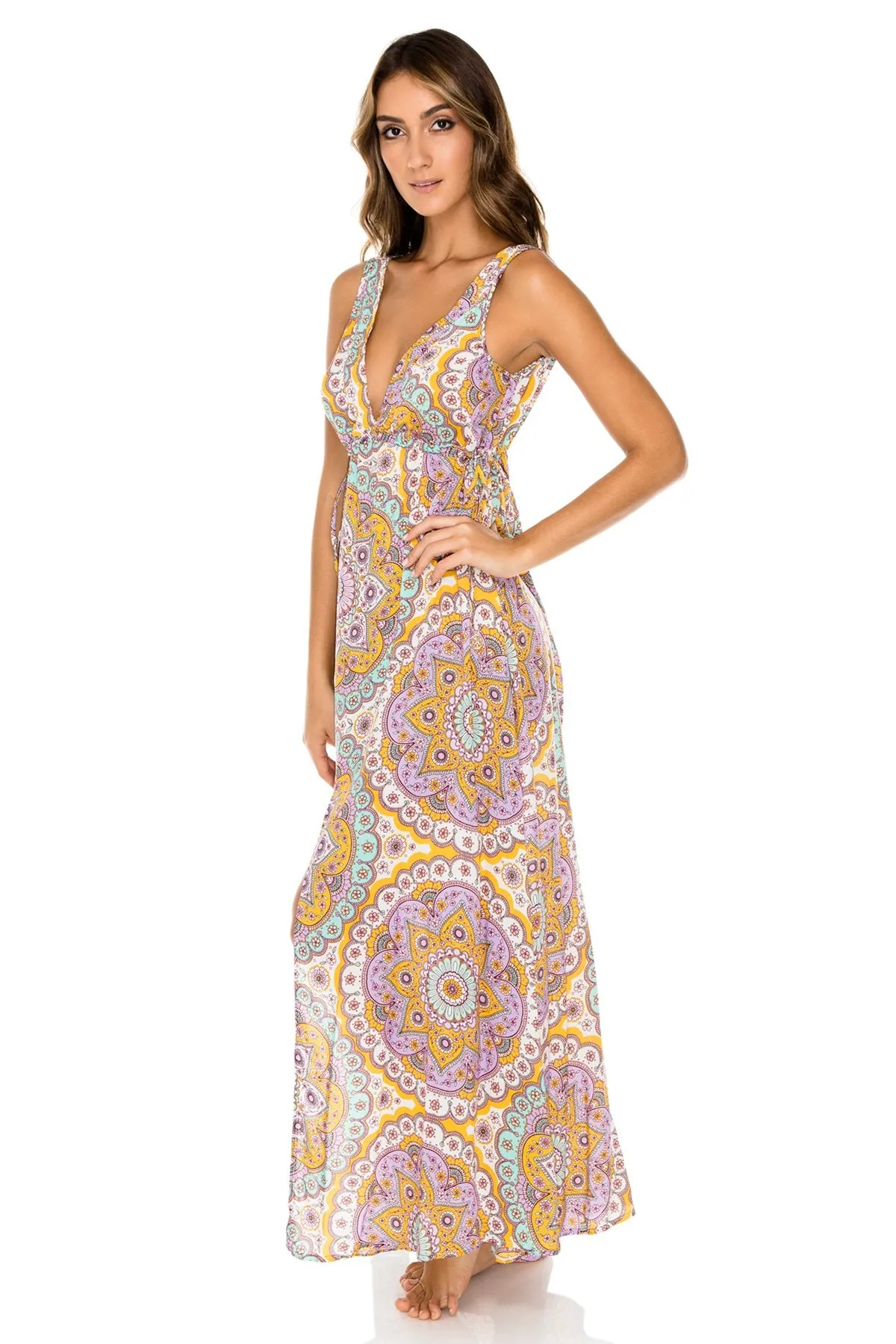 ALHAMBRA - V Neck Long Dress • Lavanda