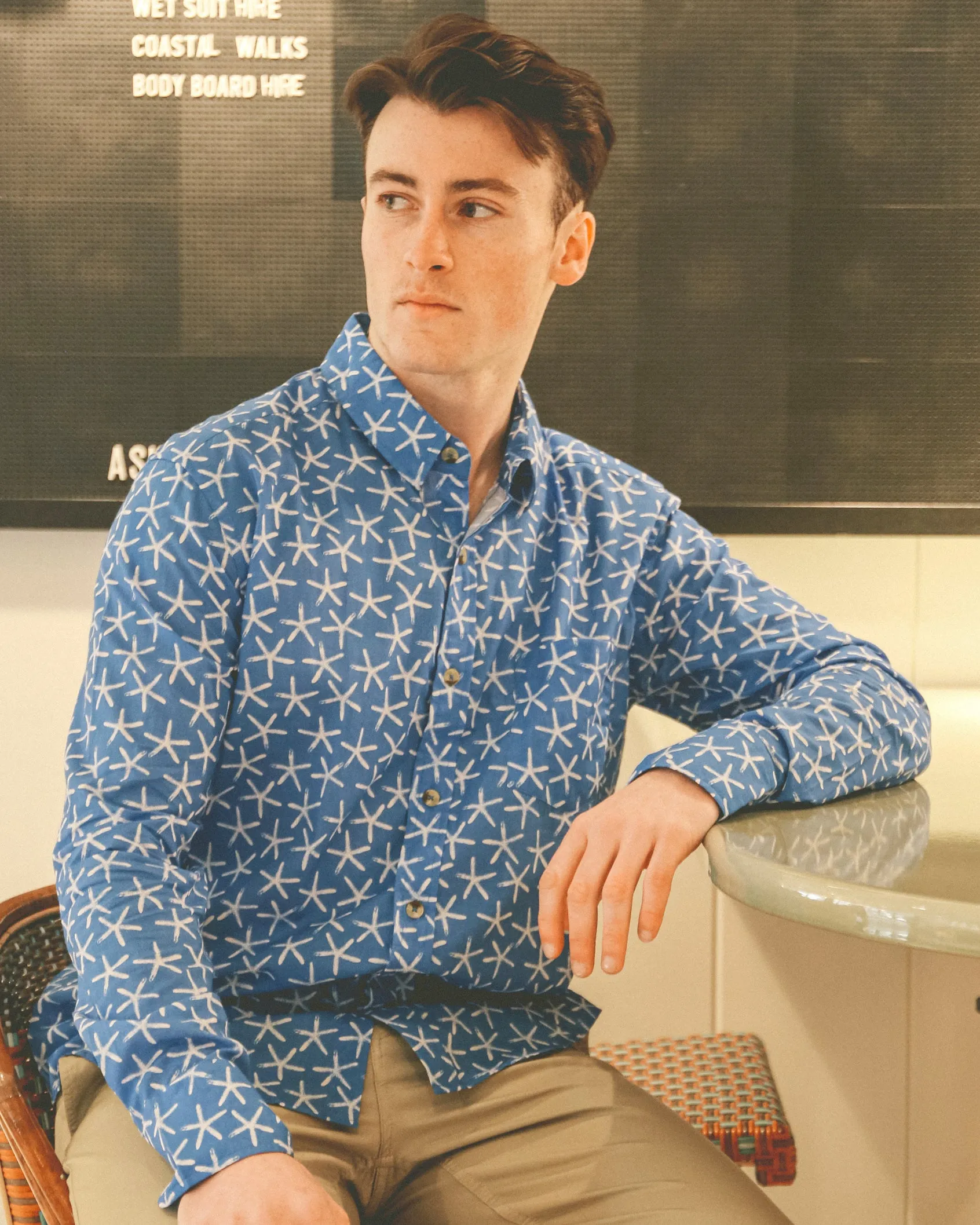 Aloft Sapphire Blue Starfish Beach Shirt