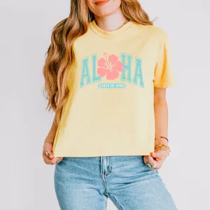 Aloha State Of Mind Flower | Relaxed Fit Cropped Tee