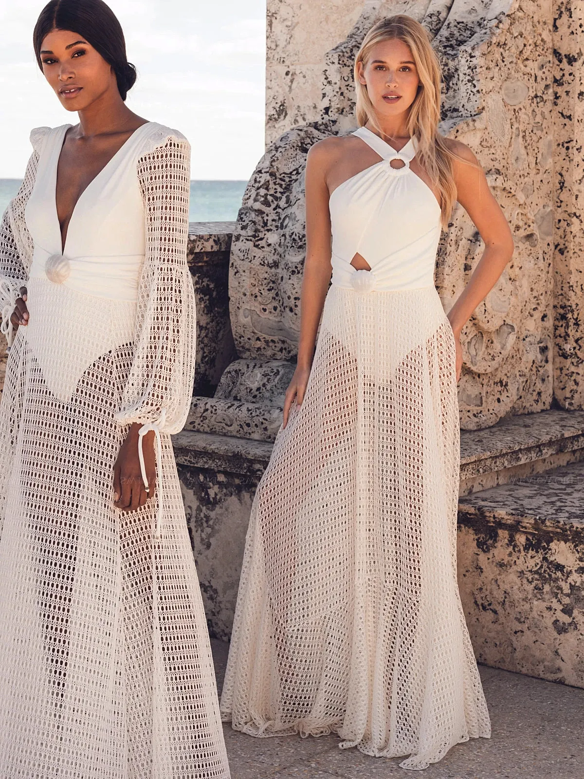 Asymmetric Netted Beach Dress