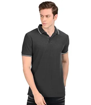 AWG ALL WEATHER GEAR Men's Cotton Regular Fit Polo T-Shirt (Charcoal, Medium)