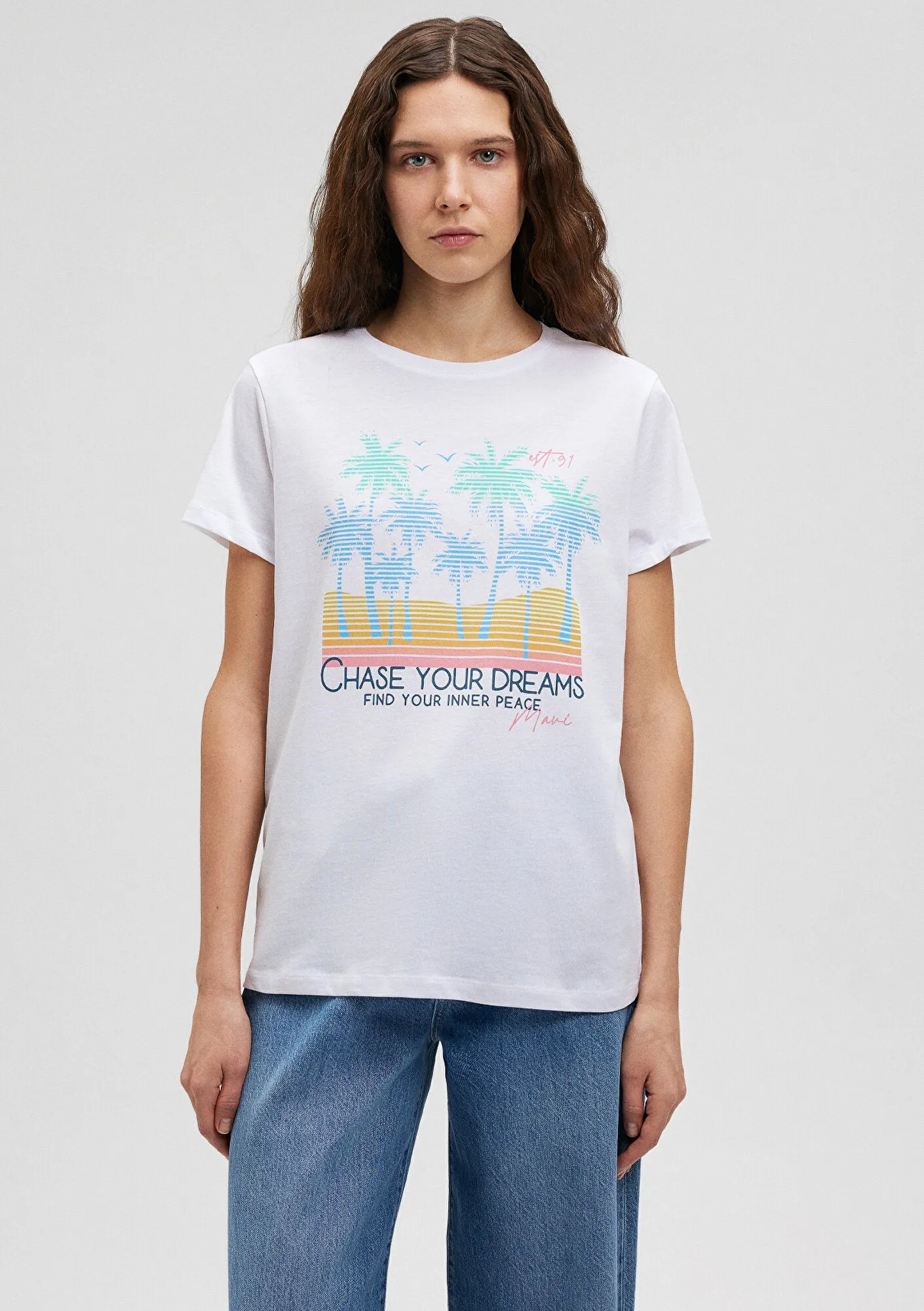 Beach Printed White T-Shirt