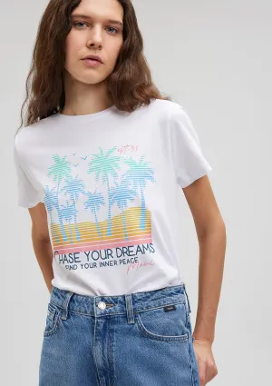 Beach Printed White T-Shirt