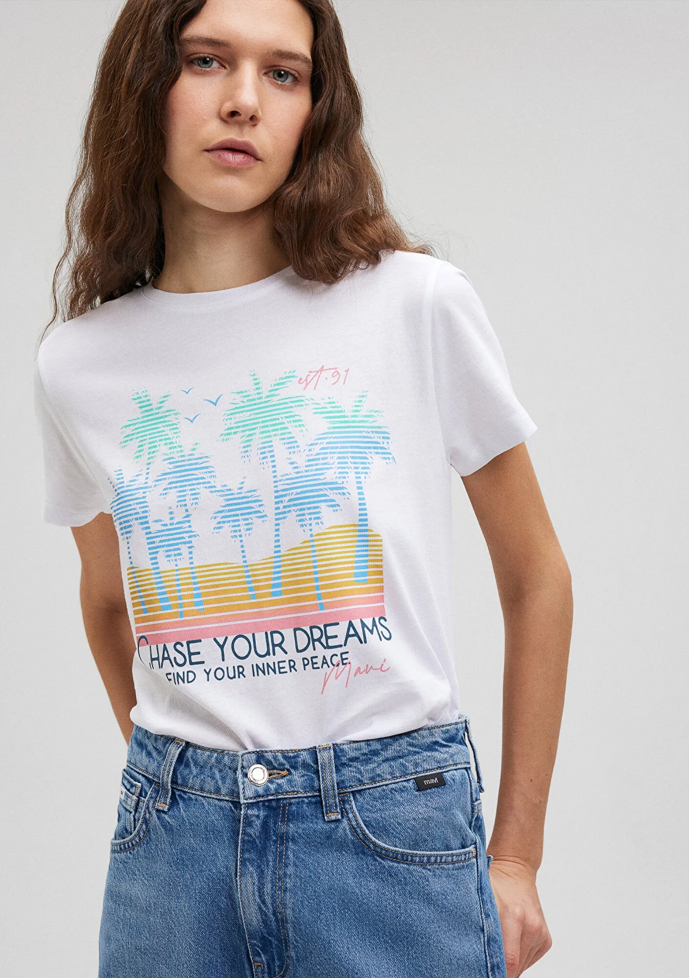 Beach Printed White T-Shirt