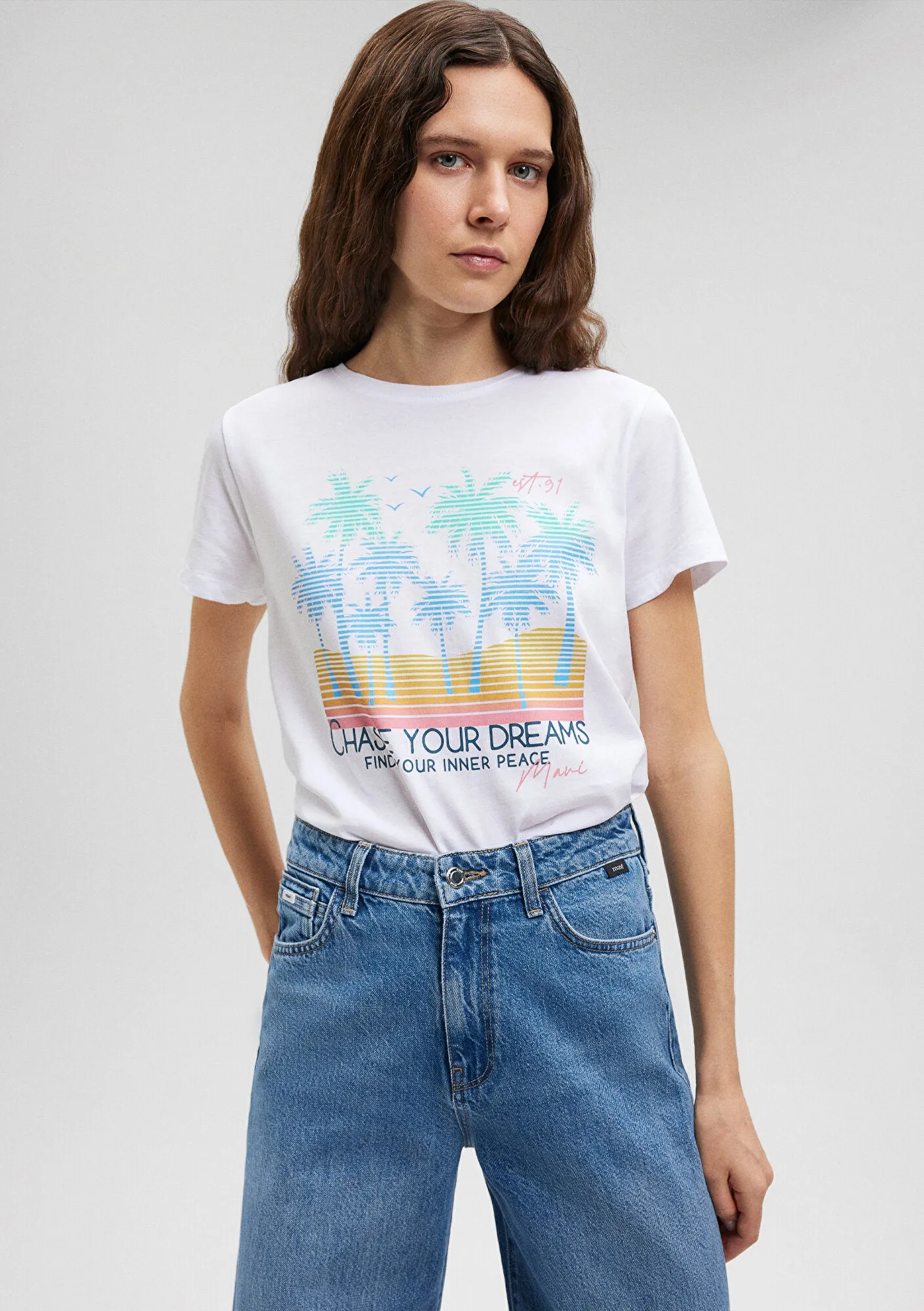 Beach Printed White T-Shirt