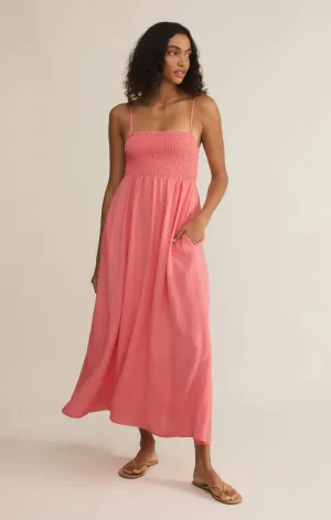 BEACHSIDE MIDI DRESS - SUNSET PINK
