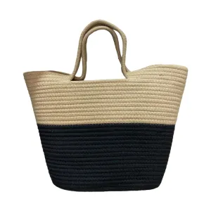 Beige & Black Beach Bag