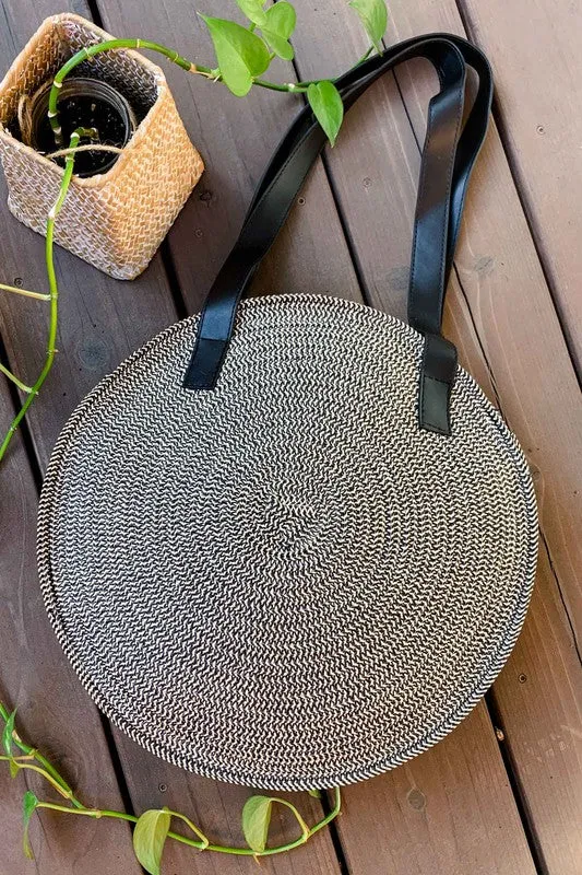 Black and Tan Natural Beach Bag - Stylish Beach Tote