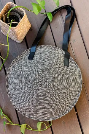 Black and Tan Natural Beach Bag - Stylish Beach Tote