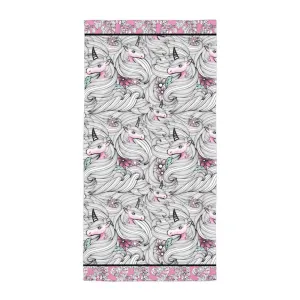 Black and White Unicorns with Pink - Beach Towel