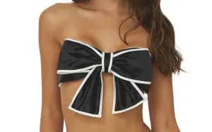 Bow Bandeau-Piped Basic Ruched Bikini