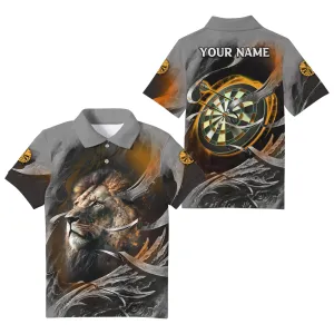 Bullseye Dartboard Lion Personalized Name 3D Kid's Polo Shirt