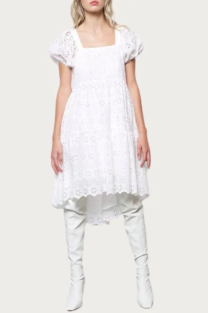 COCO CUTOUT BRODERIE ANGLAISE MINI DRESS