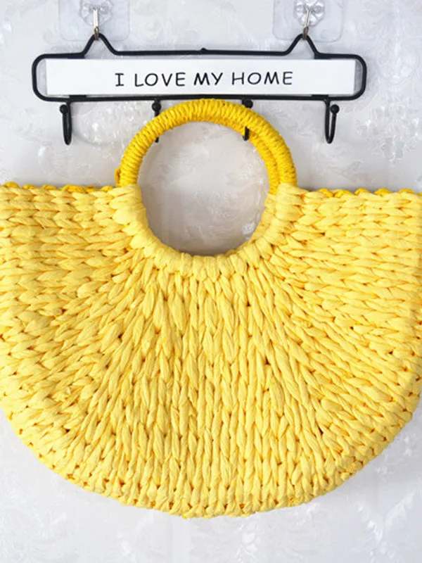 Colorful Straw Beach Clutch Bag