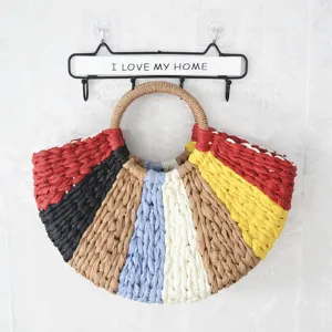 Colorful Straw Beach Clutch Bag