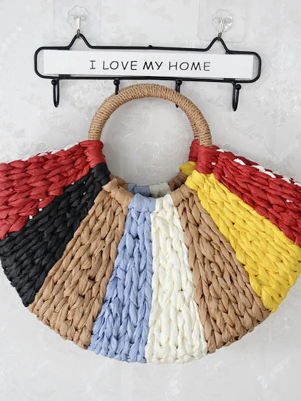 Colorful Straw Beach Clutch Bag