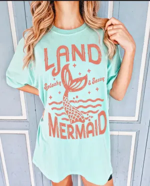 Comfort Colors Land Mermaid Tee/ Summer Vibes Beach Cover Up Vacation Summer Tee
