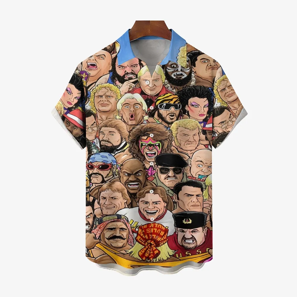 Comic Gladiator Casual Short Sleeve Shirt 2409005076