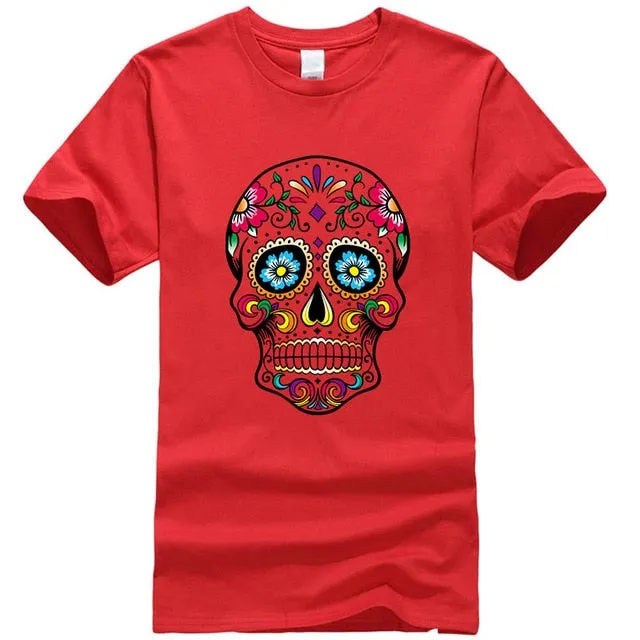 Cool Light Weight Cotton Sugar Skull Shirt in your choice of colors