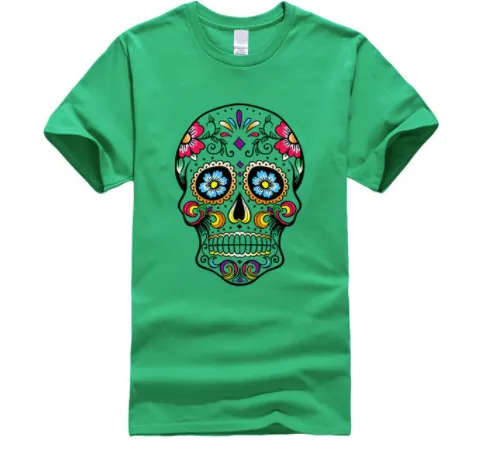 Cool Light Weight Cotton Sugar Skull Shirt in your choice of colors