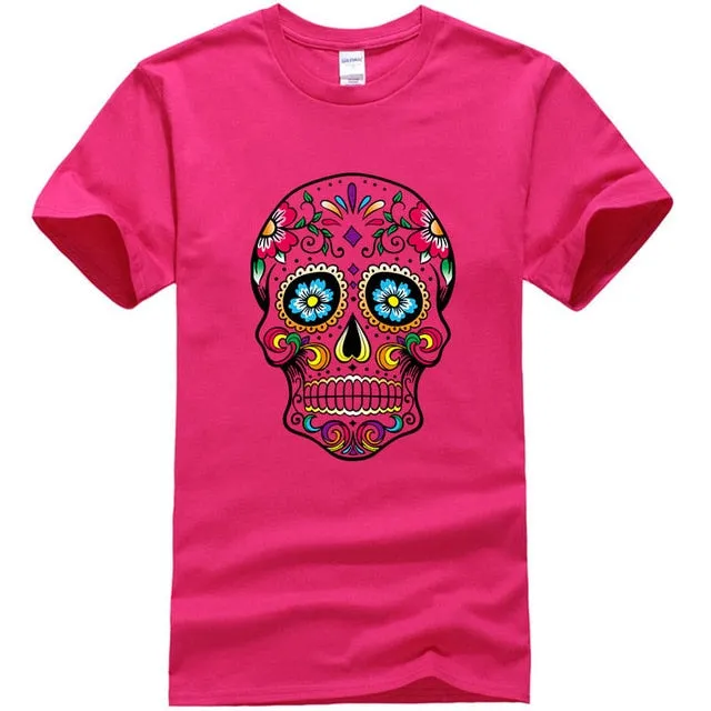 Cool Light Weight Cotton Sugar Skull Shirt in your choice of colors
