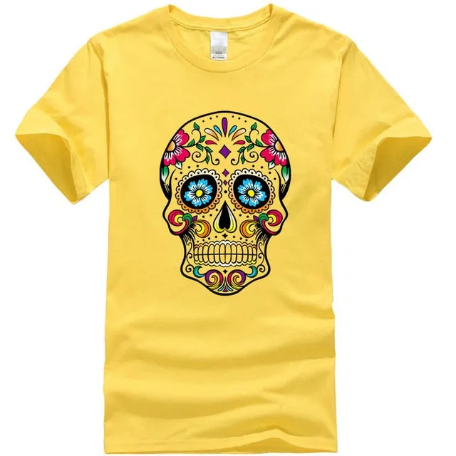 Cool Light Weight Cotton Sugar Skull Shirt in your choice of colors