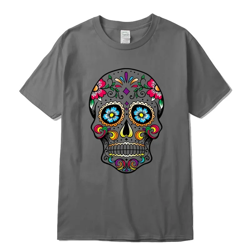 Cool Light Weight Cotton Sugar Skull Shirt in your choice of colors