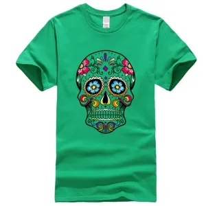Cool Light Weight Cotton Sugar Skull Shirt in your choice of colors