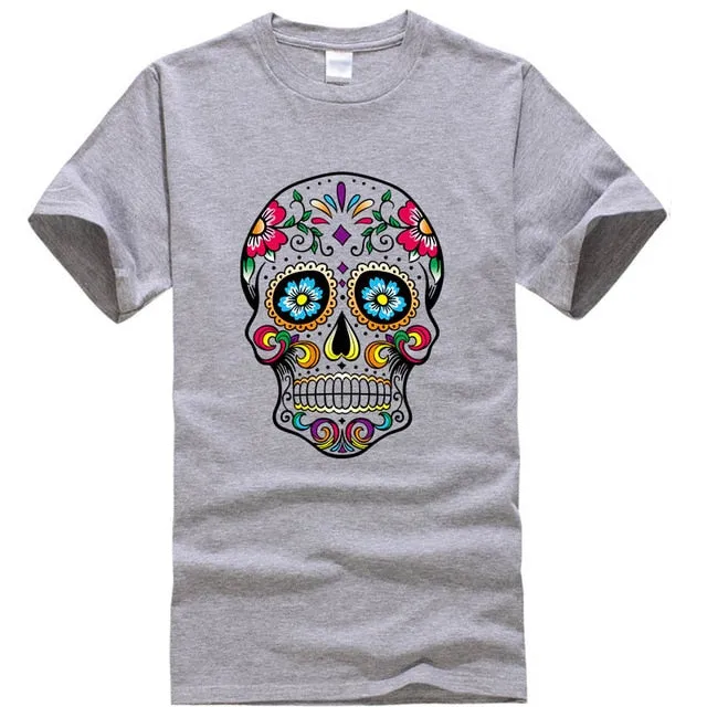 Cool Light Weight Cotton Sugar Skull Shirt in your choice of colors