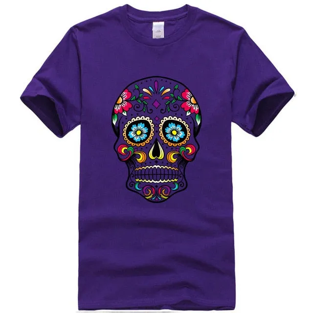 Cool Light Weight Cotton Sugar Skull Shirt in your choice of colors