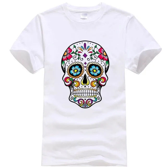 Cool Light Weight Cotton Sugar Skull Shirt in your choice of colors
