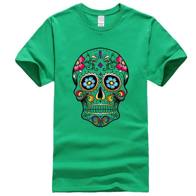 Cool Light Weight Cotton Sugar Skull Shirt in your choice of colors
