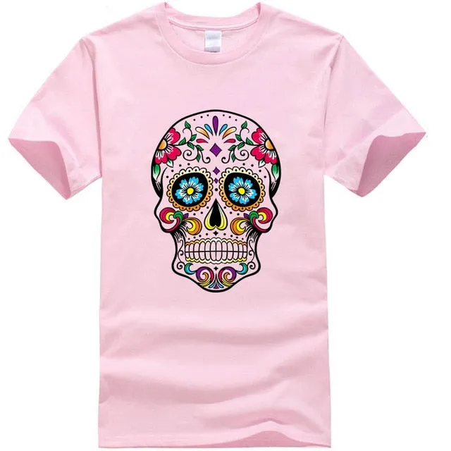 Cool Light Weight Cotton Sugar Skull Shirt in your choice of colors